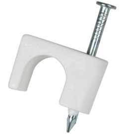 Elegant Casa Plastic Circle Cable Clip Hook with Galvanized Metal Nail for Wall Self Wire Holder Organizer Management Assorted Size Total 200 Pcs Pack, Color White