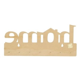 Webelkart Premium Home Keys Wooden Wall Mounted Key Holder (29 cm x 13.5 cm x 0.4 cm, Wood, Brown)- Pack of 7 Hooks