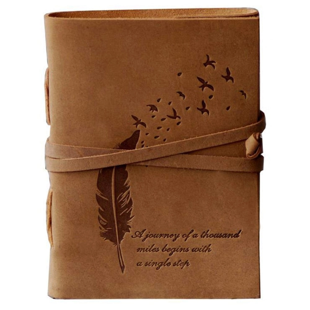 CAVALO - Be Unique Leather Leaf of Tree and a Quote Embossed with Unlined 200 Pages Antique Handmade Bound Notepad for Men and Women ( 5 X 7 Inches )