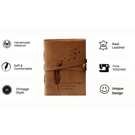 CAVALO - Be Unique Leather Leaf of Tree and a Quote Embossed with Unlined 200 Pages Antique Handmade Bound Notepad for Men and Women ( 5 X 7 Inches )