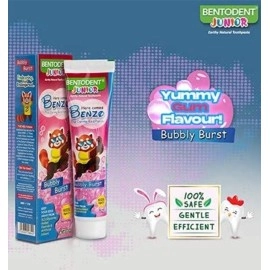 BENTODENT TOOTHPASTE Junior Bubble Gum - All Natural - Fluoride Free, SLS Free