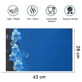 Yellow Weaves Fridge Top Cover, Fridge Handle Covers, Fridge Mats (Blue)