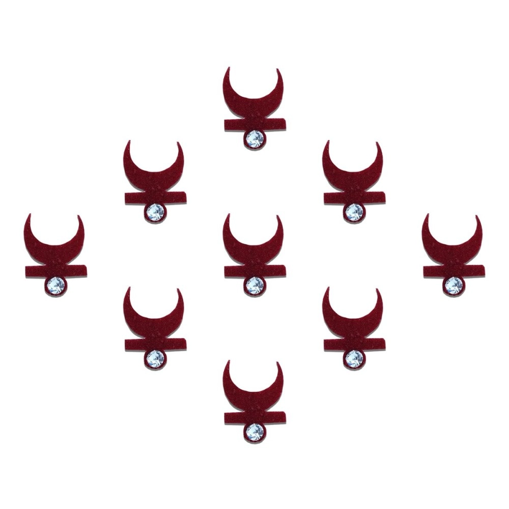 Comet Busters Traditional Maroon Moon Bindi With Stone (BIN617)