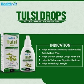 Healthvit Tulsi Drops- Concentrated Extract of 5 Rare Tulsi for Natural Immunity Boosting & Cough and Cold Relief 30ml (Pack of 2)