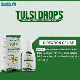 Healthvit Tulsi Drops- Concentrated Extract of 5 Rare Tulsi for Natural Immunity Boosting & Cough and Cold Relief 30ml (Pack of 2)