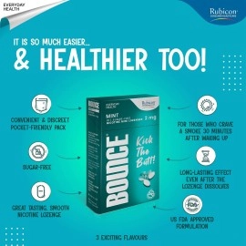 Rubicon BOUNCE Nicotine Mini Lozenge 2 Mg | Mint Flavour, Sugar Free | USFDA Approved | Helps Quit Smoking | 5 Packs of 10 Lozenges