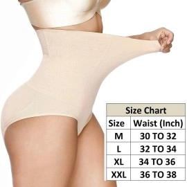 HSR Shapewear for Women Tummy Control High Waisted Body Shaper Shorts Shapewear, Cream, M