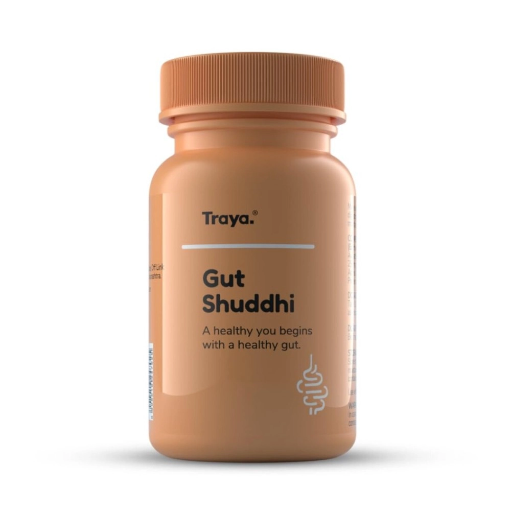 Traya Gut Shuddhi - Ayurvedic Digestion Herbs, All Natural Ingredients, For Constipation And Gut Health, 30 Tablets