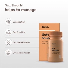 Traya Gut Shuddhi - Ayurvedic Digestion Herbs, All Natural Ingredients, For Constipation And Gut Health, 30 Tablets