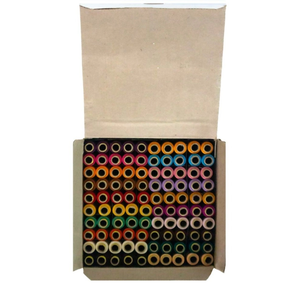 PALMS THREADS Spectra Poly 180 Meter Sewing Sets -100 Mixed Spun Polyster,180 Meter Sewing for Sewing Machine, DIY Sewing Premium Shades Pack of 1 Box