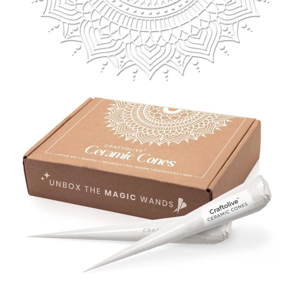 Craftolive White Ceramic Cones (Liquid Paste) for Arts & Crafts and Decorative Purposes, Pack of 8 Cones