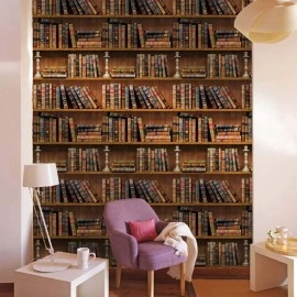 Univocean Book Shelf Wallpaper, Self Adhesive PVC Wall Stickers, 500 x 45 cm