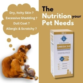 PET360 Omega 3+6 Concentrated Salmon Fish Oil for Dogs & Cats with Vitamins & Minerals - 500 ml | Shinier Coat, Itch & Allergy Control | Improves Skin & Hair Health | Nutritional Supplement for Pets