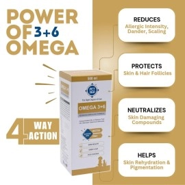 PET360 Omega 3+6 Concentrated Salmon Fish Oil for Dogs & Cats with Vitamins & Minerals - 500 ml | Shinier Coat, Itch & Allergy Control | Improves Skin & Hair Health | Nutritional Supplement for Pets