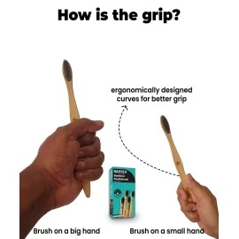 SavSea Soft Charcoal bamboo toothbrush - 8 pcs | Biodegradable bamboo toothbrush with medium bristles