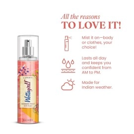 Wottagirl Mandarin Twist Body Splash for Women | Fruity Floral Fragrance with Orange, Raspberry, Jasmine & Vanilla | Long-Lasting Freshness | 135ml