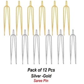 VAMA Clip on Saree Hijab Pallu Dupatta Chunari Pins Patli Strong Sari Hold Brooch Multi-purpose Metal Pins for Women