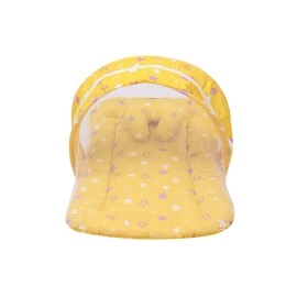 Infantbond Born Baby Mattress with Net & Sleeping Bag(0-6 Months) (Yellow)(Star)