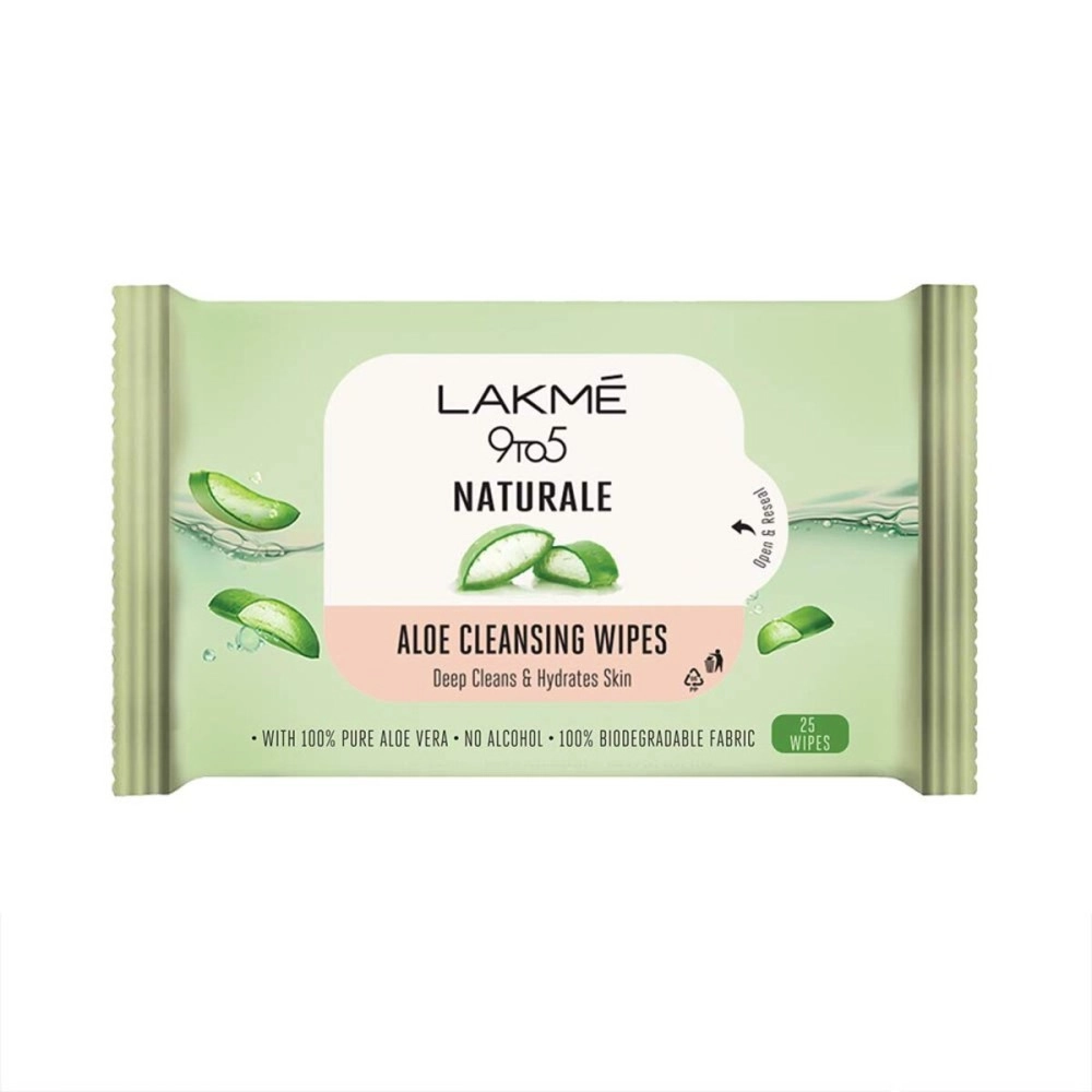LAKM 9 to5 Natural Aloe Cleansing Wipes, 25wipes