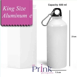 Prink Ronaldo Printed Aluminium Water Bottles , 600 ml , Pack of 1 , White
