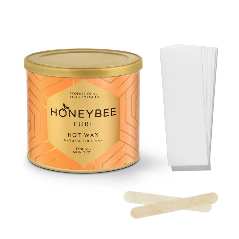 HoneyBee Vegan Pure Hot Sugar Wax For Hair Removal| Natural Hot Wax For Women Legs, Arms, Underarms, Bikini, Body Wax | At Home Quick Easily Removes Tan | For Sensitive Skin | 600g