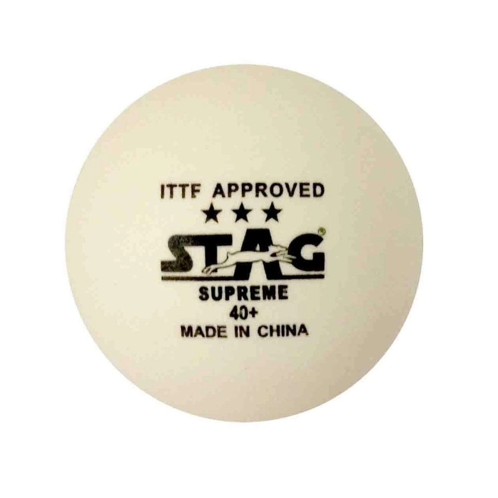 Stag 3 Star Supreme Table Tennis Plastic (40mm, White) Ping Pong Balls for Training | Tournaments and Recreational Play | Durable for Indoor Outdoor Game | Pack of 3