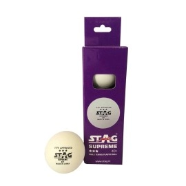 Stag 3 Star Supreme Table Tennis Plastic (40mm, White) Ping Pong Balls for Training | Tournaments and Recreational Play | Durable for Indoor Outdoor Game | Pack of 3