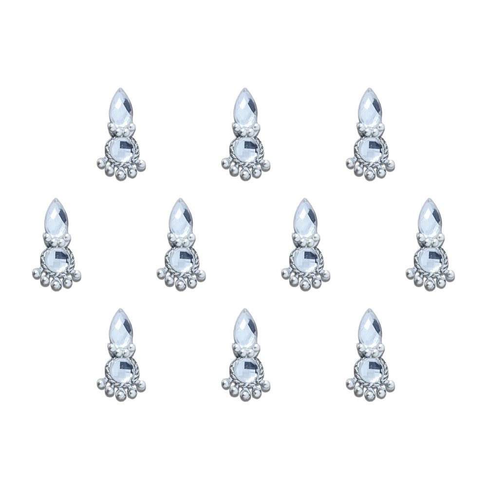 Comet Busters Beautiful Silver Wedding Bindi (BIN676)(12mm)