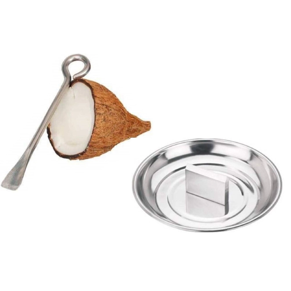 Zeydan Coconut Opener Steel Rod,Coconut Break Plate Combo Pack
