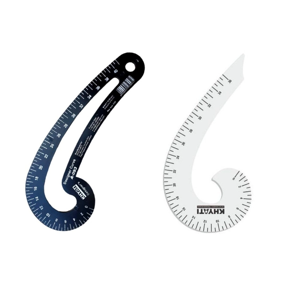KHYATI Tailoring and Fashion Designing Scale Set - Hard Plastic French Curve and Designer Curve (Colar/Armhole) - Sewing/Tailoring Material - Set of 2