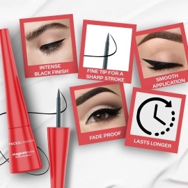 FACES CANADA Magneteyes Eyeliner - Black, 4.5ml | Intense Matte Finish | Quick Drying | 24HR Long Lasting | Fine Tip For Precise Smooth Application | Almond Oil Enriched | Waterproof | Smudgeproof