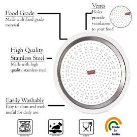 HAZEL Stainless Steel Cover Lid with Hole Chiba Ciba for Topes Pots, 18.5 cm, Silver