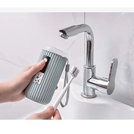 Zollyss 2Pc Capsule Shape Travel Toothbrush Toothpaste Case Holder Portable Toothbrush Storage Plastic Toothbrush Holder, Multi-coloured