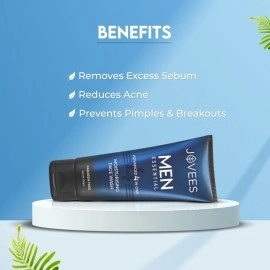 Jovees Herbal Men\'s Essential Advanced 4 in 1 Moisturizing Face Wash | Fight Acne & Pimples, Brighten Skin, Clears Dirt, Oil Control, Refreshing Feel | with Vit C & Vit E | Deep Pore Cleaning | For