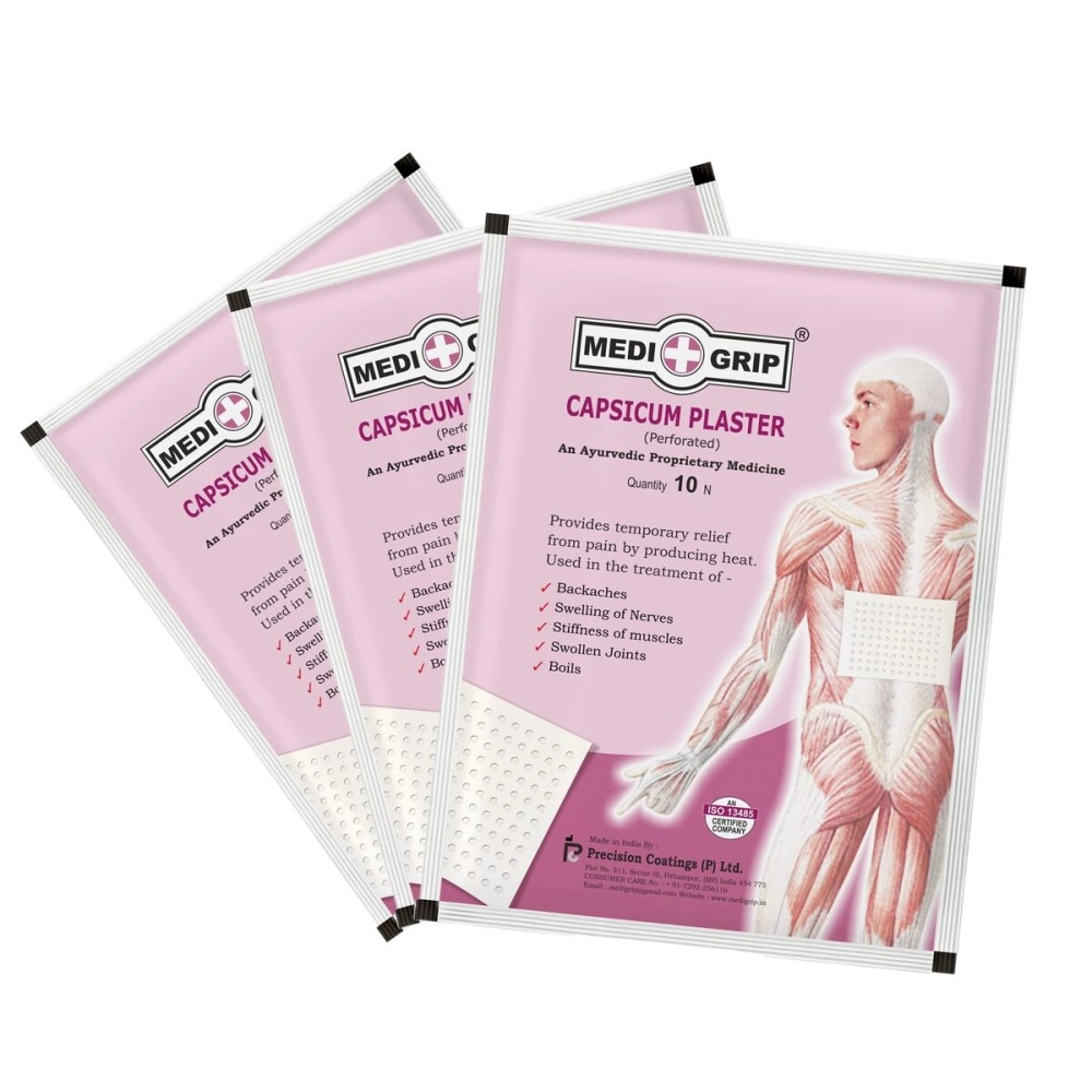 Medigrip Pain Relief Patch Strong with Ayurvedic Formulation (Pack of 30 Plasters) Topical Pain Relief for Muscles, Joints, Cramps, Beige