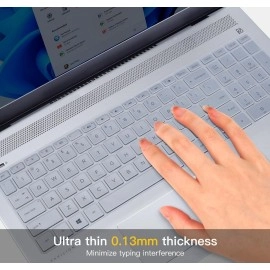 Saco Keyboard Protector Silicone Skin Cover for HP 15 Thin & Light 15.6-inch FHD Laptop(15s-gr0010au) - Transparent