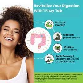 WELLBEING NUTRITION Daily Probiotic + Prebiotic| Plant Based |36 Billion CFU, 6 Strains for Men & Women with Organic Prebiotic Fiber for Digestion, Gut Health, Metabolism | 84 Effervescent Tabs