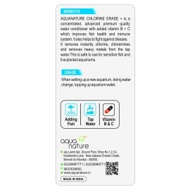 aqua nature Chlorine Erase + Water Conditioner Concentrated Chlorine Remover +Vitamin B&C for Freshwater Aquarium (1Ltr)