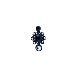 Comet Busters Black Bindi With Silver Stones (BIN748)(10mm)
