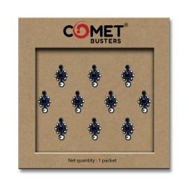 Comet Busters Black Bindi With Silver Stones (BIN748)(10mm)