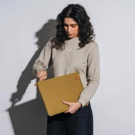 DailyObjects Solid Olive Green Skipper Sleeve for MacBook 13 Inch | Stylish Durable Poly Cotton Canvas Material for Laptops & iPads | Zip Closure & Soft Cotton Inner Lining with Printed Slip Pockets