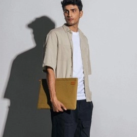 DailyObjects Solid Olive Green Skipper Sleeve for MacBook 13 Inch | Stylish Durable Poly Cotton Canvas Material for Laptops & iPads | Zip Closure & Soft Cotton Inner Lining with Printed Slip Pockets