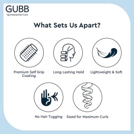 GUBB Hair Rollers for Curling | Self Grip Holding Rollers for Small Hair | With Clips | (Pack of 12) Curlers - Blue