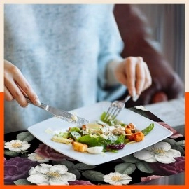 Bathla Matworks - Table Mats / Placemats & Coasters for Dining Table | Heat-Resistant, Waterproof & Washable | (Camellia - Set of 6 - 45cmx30cm)