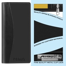 FEDUS Cheque Book Holder, Vegan Leather Expanding Handmade Multiple Cheque Book Holder for Cards, Women/Men Cheque Book Wallet, Checkbook Holder, Documents Holder for Office & Home