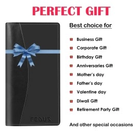 FEDUS Cheque Book Holder, Vegan Leather Expanding Handmade Multiple Cheque Book Holder for Cards, Women/Men Cheque Book Wallet, Checkbook Holder, Documents Holder for Office & Home