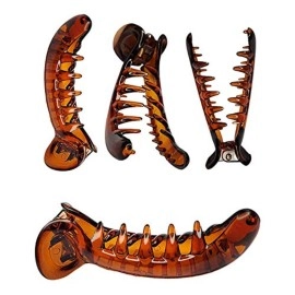 BHARATGAURAV - Hair Accessories Plastic Banana Mirchi Hair Clutcher Clip Claw for Women and Girls (Medium, Black & Brown) Pack of 6 Each 3 Piece