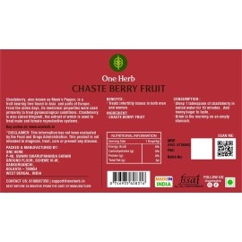 One Herb - ChasteBerry Fruit 100g (Vitex Agnus Castus) for Reducing PMS Symptoms & Acne, Hormonal Imbalance, Super Herb