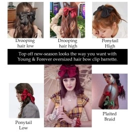 Young & Forever Hair Accessories Maroon Hair Bows for Women Girls, Hair Clips for Styling Bowknot French Barettes and Hair Clips for Women Girls, Hair Bow Clips Accessories for Women