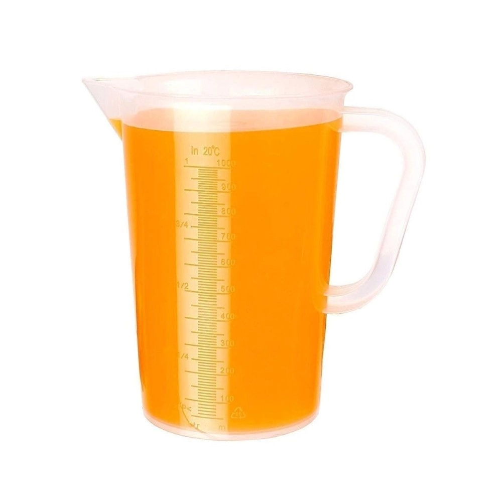 the jhon baker First lab Plastic Measure Jar Cup Glass for Kitchen Cooking Jug Baking & Measuring Solids and Liquids 1000 ml , Transparent schoool lab use